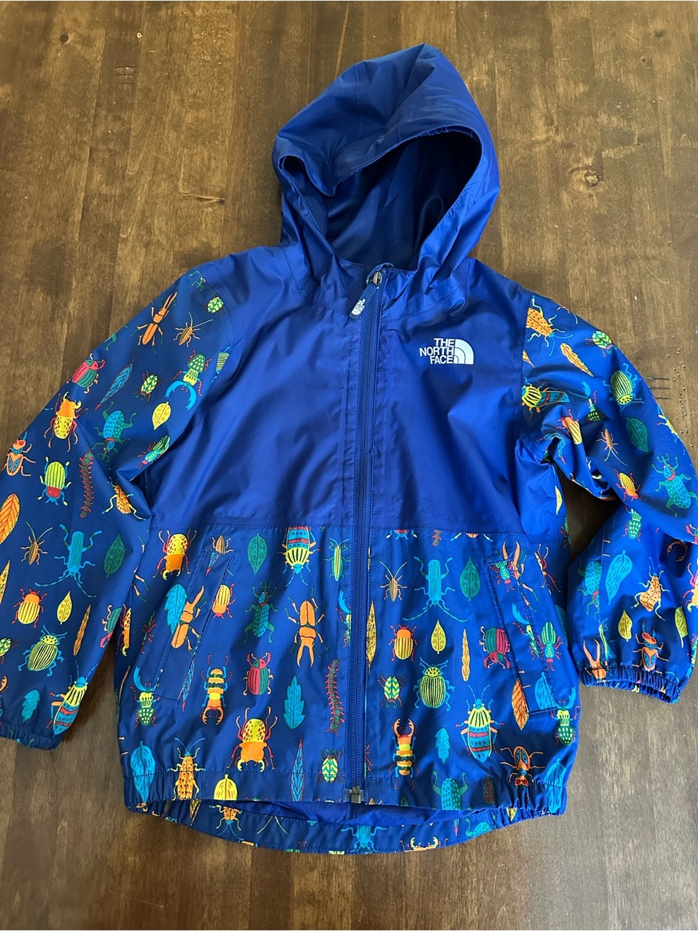 The North Face Toddler Zipline Rain Jacket Bolt Blue Critter Crawl print 5T